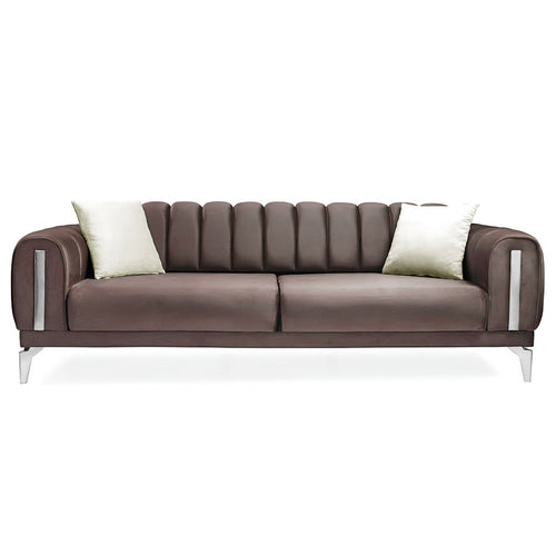 Canapea extensibilă 3 locuri EMERALD NW 215 cm, material:Catifea, picioarelor: silver,  din fata