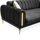 Canapea extensibilă 3 locuri EMERALD NW 215 cm, material:Catifea, picioarelor: auriu,  detalie