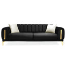 Canapea extensibilă 3 locuri EMERALD NW 215 cm, material:Catifea, picioarelor: auriu,  din fata