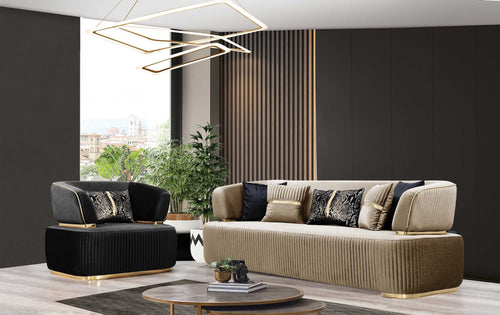 Canapea DORE, Material : Catifea, Picior :  PVC metalic,  setul 1 fotoliu 1 canapea