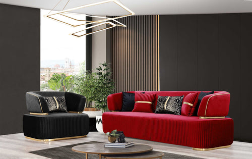 Canapea DORE, Material : Catifea, Picior :  PVC metalic,  setul 1 fotoliu 1 canapea