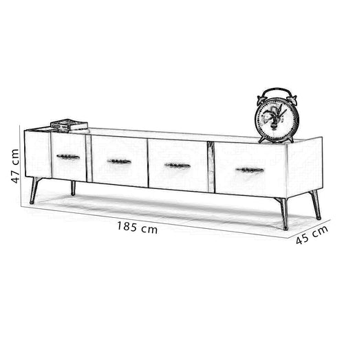 Set Comodă TV SHILA 2 rafturi 4 sertare 1 ușa 185 cm - Maroom