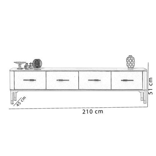 Comodă TV ECRU 4 sertare 210 cm - Maroom
