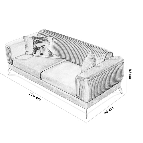 Canapea extensibilă BUTTERFLY 3 locuri  220 cm, Opțiuni culoare - Maroom