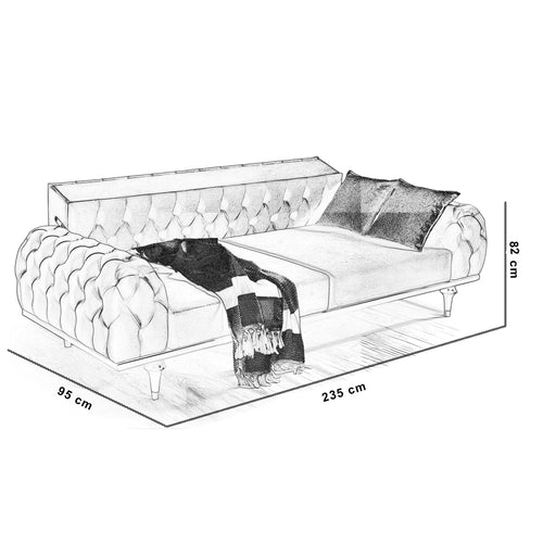 Canapea extensibilă 3 locuri TRIESTE 235 cm, Easy clean, Opțiuni culoare - Maroom