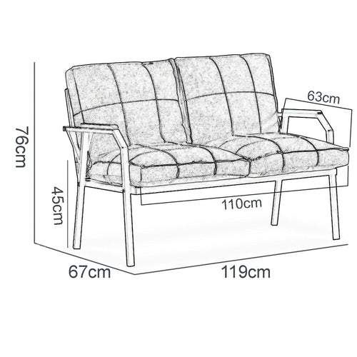 Canapea de grădină 2 locuri SIESTA cu perne, Opțiuni culoare - Maroom