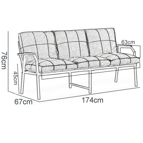 Canapea de grădină 3 locuri SIESTA cu perne, Opțiuni culoare - Maroom