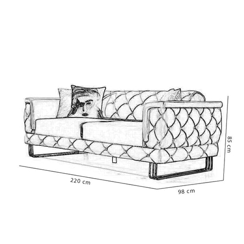 Canapea extensibilă TOSCA 3 locuri 220 cm, Opțiuni culoare - Maroom