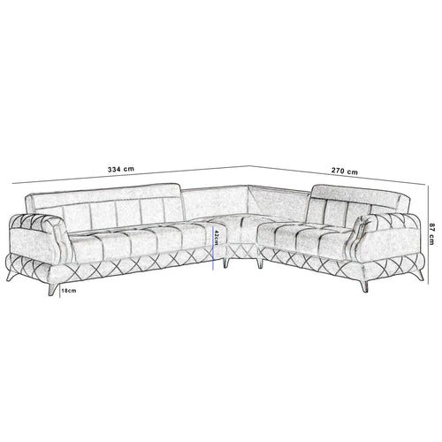 Colțar Extensibil PRINCE 3+2 locuri  334 x 270 cm - Maroom
