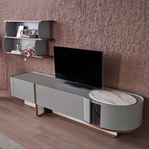 Set Comodă TV OTTO cu rafturi 2 uși 1 sertar 230 cm - Maroom