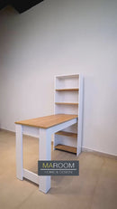 Masă cu rafturi VERA 5 rafturi  alb si nuc