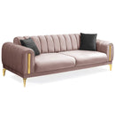 Canapea extensibilă 3 locuri EMERALD NW 215 cm, material:Catifea, picioarelor: auriu,