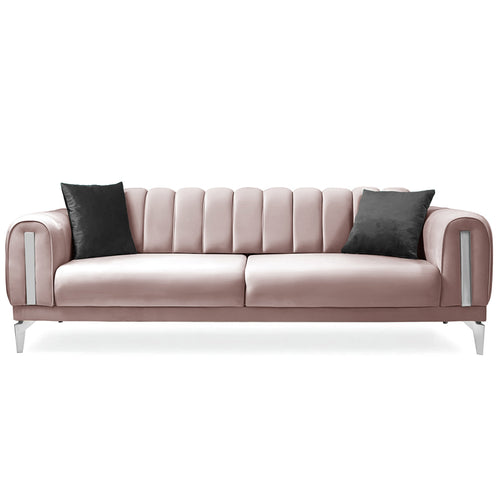 Canapea extensibilă 3 locuri EMERALD NW 215 cm, material:Catifea, picioarelor: silver,  din fata