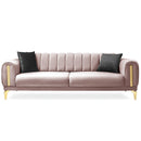 Canapea extensibilă 3 locuri EMERALD NW 215 cm, material:Catifea, picioarelor: auriu,  din fata