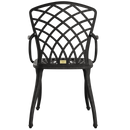 Scaun exterior negru PALERMO fotografiat din spate, evidențiind designul ergonomic, materialul durabil și structura rezistentă la intemperii. Ideal pentru spații exterioare precum terase, grădini și cafenele.