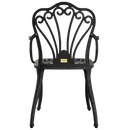 Scaun exterior negru SARDEGNA fotografiat din spate, evidențiind designul ergonomic, materialul durabil și structura rezistentă la intemperii. Ideal pentru spații exterioare precum terase, grădini și cafenele.