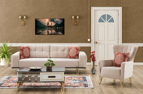 Canapea extensibilă 3 locuri SEMENTA Gold 220 cm, Easy clean, Opțiuni culoare