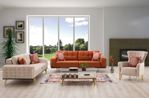 Canapea extensibilă 3 locuri SEMENTA Gold 220 cm, Easy clean, Opțiuni culoare