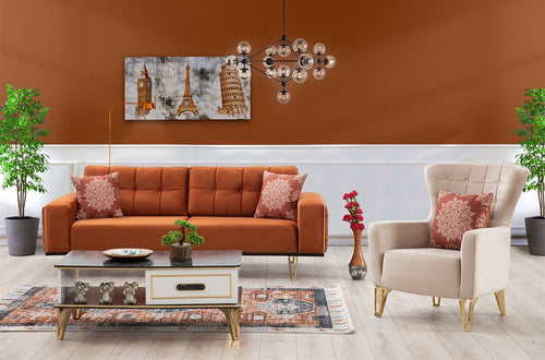 Canapea extensibilă 3 locuri SEMENTA Gold 220 cm, Easy clean, Opțiuni culoare