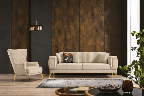 Canapea extensibilă BUTTERFLY 3 locuri  220 cm , material:Catifea,  picioarelor: Metal, setul 1 fotoliu 1 canapea