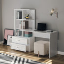 Birou BETTY 5 rafturi 2 sertare 155 x 60 cm - Alb