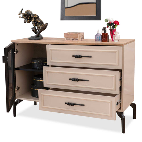 Comodă ORBIT cu oglindă 1 ușă 3 sertare 116 x 81 cm - Maroom