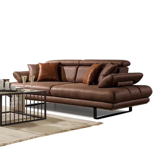 Canapea extensibilă TERRA, Țesătură cu aspect de piele, Tipul picioarelor: Metal