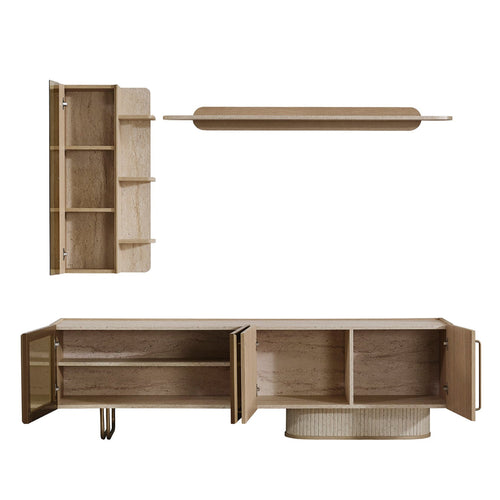 Set Comodă TV TINA 4 rafturi 5 uși 200 cm - Maroom