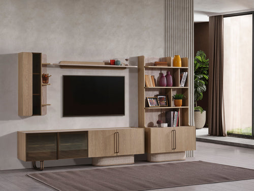 Set Comodă TV TINA 4 rafturi 5 uși 200 cm - Maroom