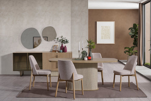 Masă fixă cu 4 scaune TINA 160 ( 200 ) x 95 cm - Maroom