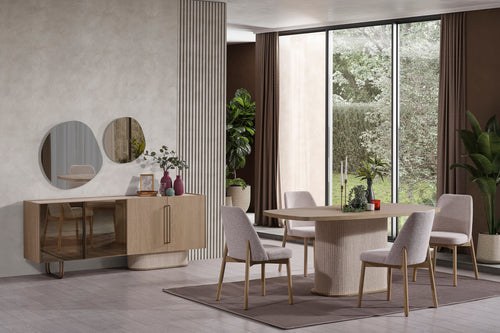 Masă fixă cu 4 scaune TINA 160 ( 200 ) x 95 cm - Maroom