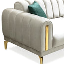 Canapea extensibilă 3 locuri EMERALD NW 215 cm, material:Catifea, picioarelor: auriu,  detalie