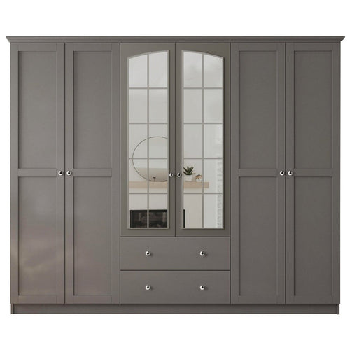 Dulap BETTY ROSE 6 uși 2 sertare 210 x 182 cm - Antracit - Maroom