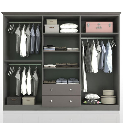 Dulap BETTY ROSE 6 uși 2 sertare 210 x 182 cm - Antracit - Maroom