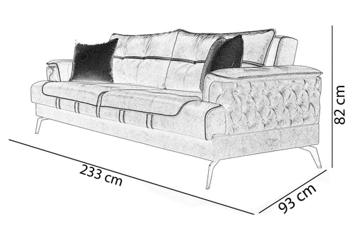 Canapea extensibilă 3 locuri ZEN 233 cm, Opțiuni culoare - Maroom
