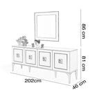 Comodă OSLO 4 uşi 202 x 81 cm, Alb 