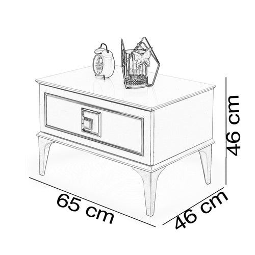 Noptieră OSLO 65 x 46 cm, Alb - Maroom