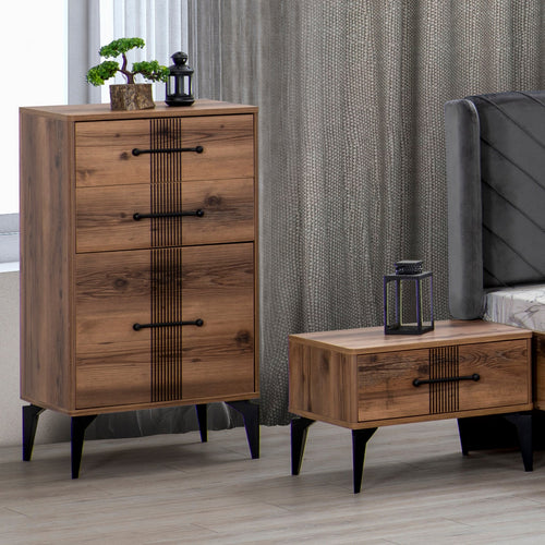 Comodă LOTTO 1 ușă 2 sertare 60 x 110 cm, Nuc