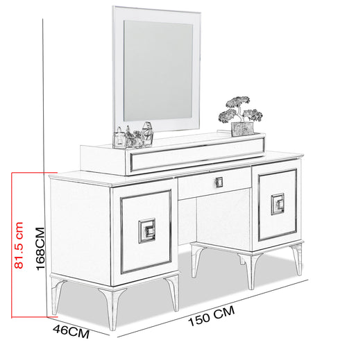 Comodă OSLO 2 uşi 2 sertare 150 x 82 cm, Alb - Maroom