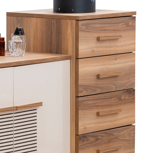 Comodă FULYA 2 uşi 4 sertare 126 x 94 cm - Maroom