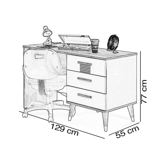 Birou FULYA 3 sertare 129 x 55 cm - Maroom
