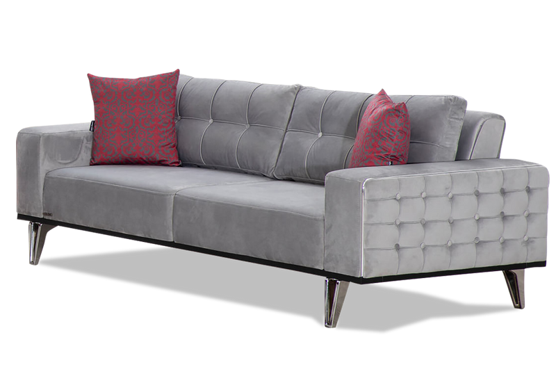 Canapea extensibilă 3 locuri SEMENTA Silver 220 cm, Easy clean, Opțiuni culoare
