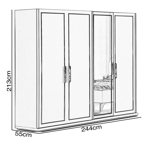 Dulap SEMENTA 2 uşi glisante cu oglinda 244 x 213 cm - Maroom