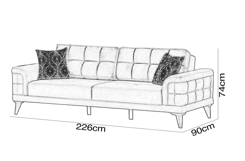 Canapea extensibilă 3 locuri TRUVA 226 cm, Easy clean, Opțiuni culoare