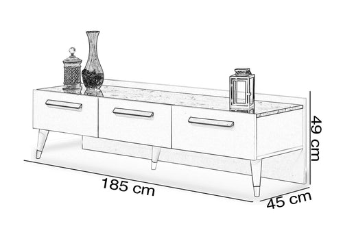 Comodă TV EMPOLI ALB 3 sertare 185 cm - Maroom
