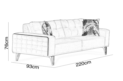 Canapea extensibilă 3 locuri SEMENTA Gold 220 cm, Easy clean, Opțiuni culoare - Maroom