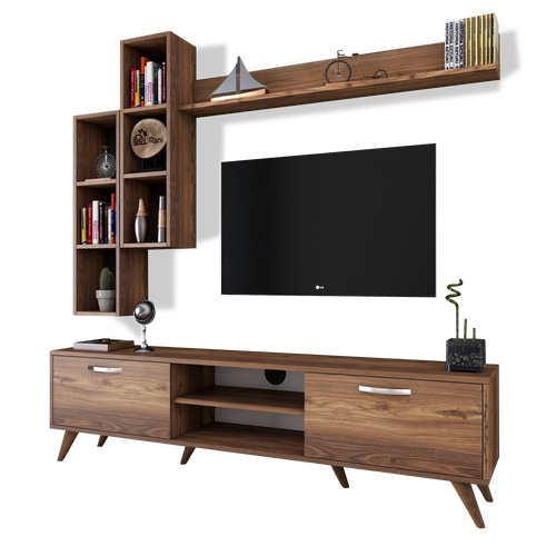 Set comodă Tv NAPOLI 9 rafturi 2 uşi 180 cm