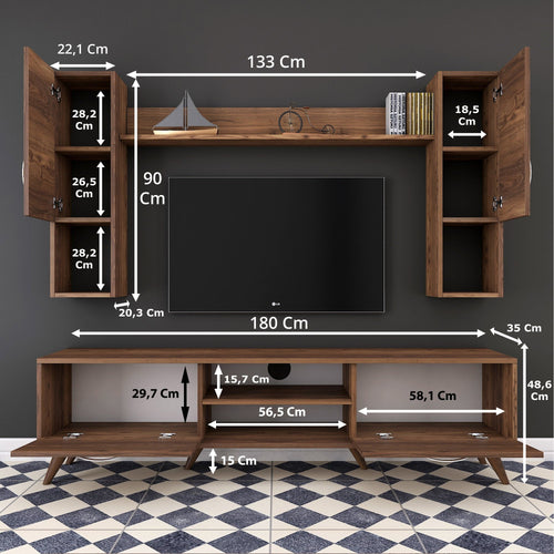 Set comodă Tv NAPOLI 5 rafturi 4 uși 180 cm
