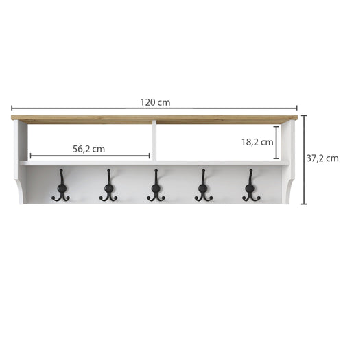 Cuier perete cu 5 agățători triple DAISY  120 cm, Opțiuni culoare