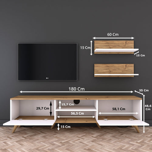 Set comodă Tv NAPOLI 4 rafturi 2 uşi 180 cm